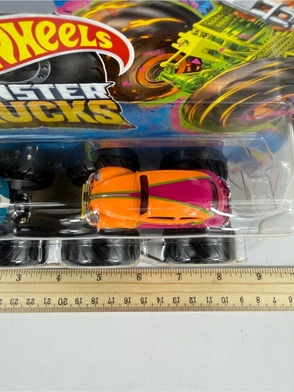 Hot Wheels Demolition Doubles Monster Trucks Drag Bus & Volkswagen Beetle
